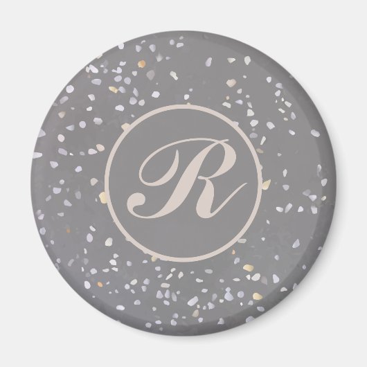 Grijze terrazzo steen magneet (Voorkant)