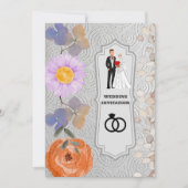 Grijze textuur Bloemen Islamitische bruiloft uitno Kaart (Voorkant)