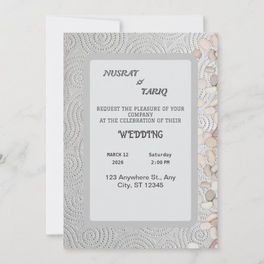 Grijze textuur Bloemen Islamitische bruiloft uitno Kaart (Achterkant)