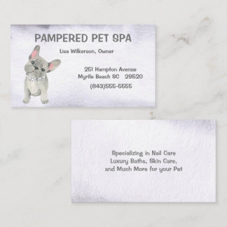 Grijze textuur Bulldog Pet Groomer Visitekaartje
