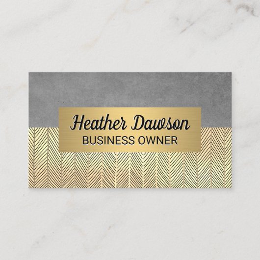 Grijze textuur en goudhandlijnen visitekaartje (Voorkant)