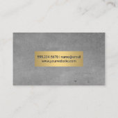 Grijze textuur en metalen gouden frame visitekaartje (Achterkant)