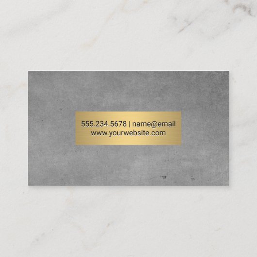 Grijze textuur en metalen gouden frame visitekaartje (Achterkant)