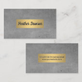 Grijze textuur en metalen gouden frame visitekaartje (Voorkant / Achterkant)