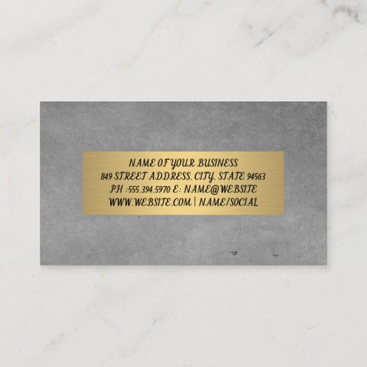 Grijze textuur en metalen gouden lux visitekaartje (Achterkant)