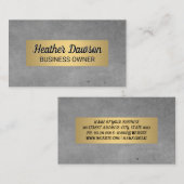 Grijze textuur en metalen gouden lux visitekaartje (Voorkant / Achterkant)