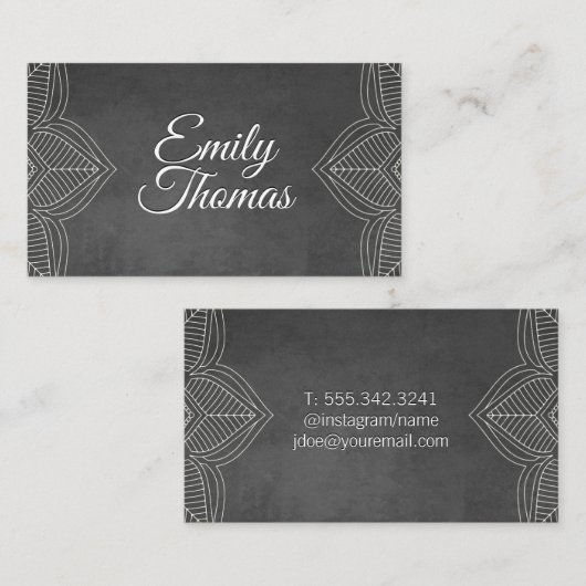Grijze textuur | Mandala-elementen Visitekaartje (Voorkant / Achterkant)