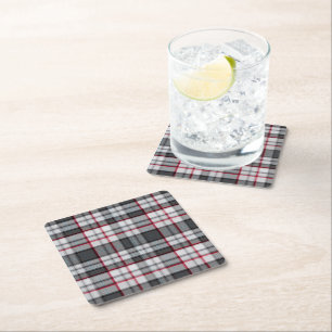 Grijze textuur tartan ruit kartonnen onderzetters