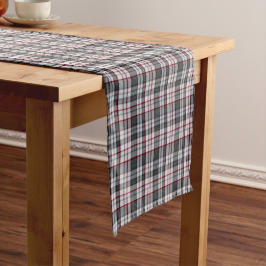 Grijze textuur tartan ruit korte tafelloper (Voorbeeld)