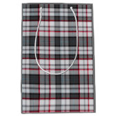 Grijze textuur tartan ruit medium cadeauzakje (Voorkant)