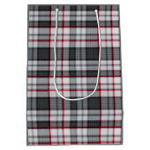 Grijze textuur tartan ruit medium cadeauzakje (Achterkant)