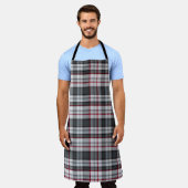 Grijze textuur tartan ruit  schort (Gedragen)