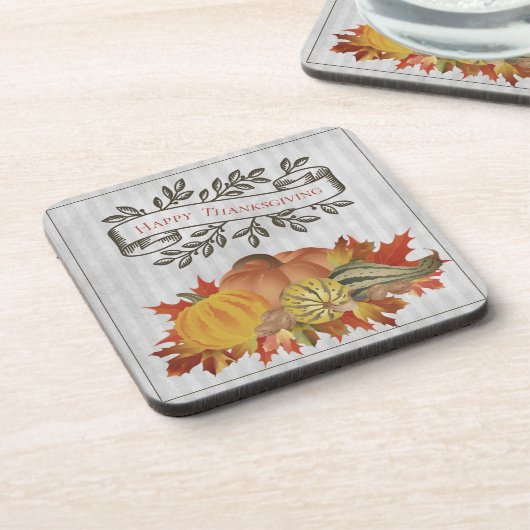 Grijze Thanksgiving Pompoenen en Squash Bier Onderzetter (Linkerzijde)