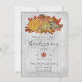 Grijze Thanksgiving Pompoenen en Squash Dinner Kaart (Voorkant)