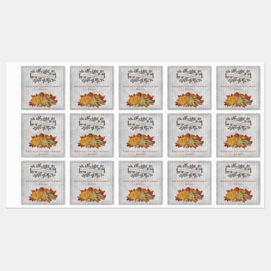 Grijze Thanksgiving Pompoenen en Squash Labels (Vel)