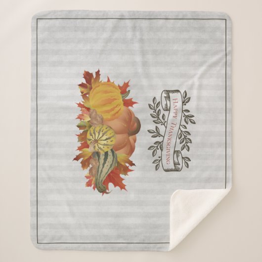 Grijze Thanksgiving Pompoenen en Squash Sherpa Deken (Voorkant)