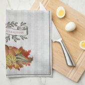 Grijze Thanksgiving Pompoenen en Squash Theedoek (Quarter Fold)