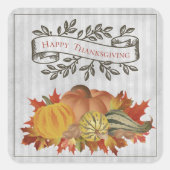 Grijze Thanksgiving Pompoenen en Squash Vierkante Sticker (Voorkant)