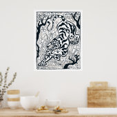  grijze tijger in de Oerwoud kunst Poster (Keuken)