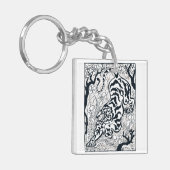  grijze tijger in de Oerwoud kunst Sleutelhanger (Voorkant Links)