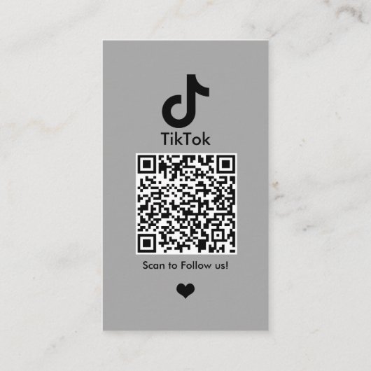 Grijze TikTok Social Media QR Code Visitekaartje (Achterkant)
