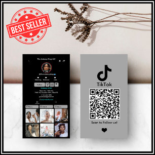Grijze TikTok Social Media QR Code Visitekaartje