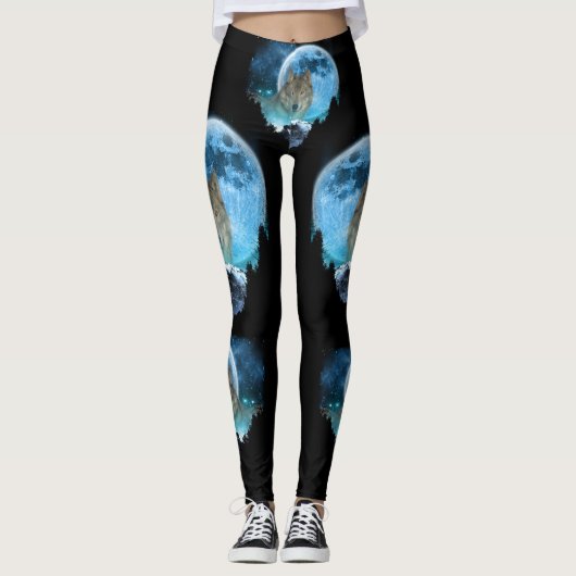 Grijze timber Wolf Full Moon Escape Leggings (Voorkant)