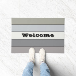 Grijze tinten met zwarte strepen op Waterverf papi Deurmat