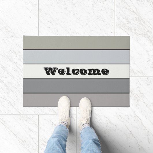 Grijze tinten met zwarte strepen op Waterverf papi Deurmat (Binnen)