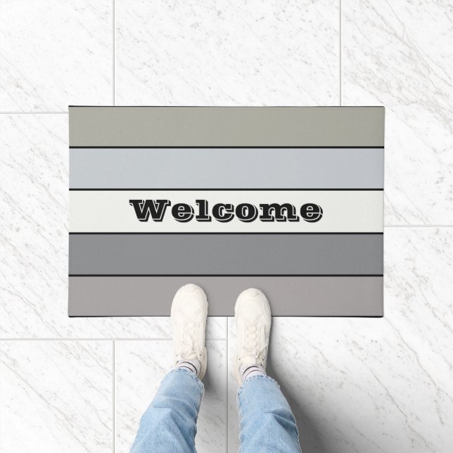 Grijze tinten met zwarte strepen op Waterverf papi Deurmat (Binnen)