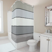 Grijze tinten met zwarte strepen op waterverf papi douchegordijn (In situ)