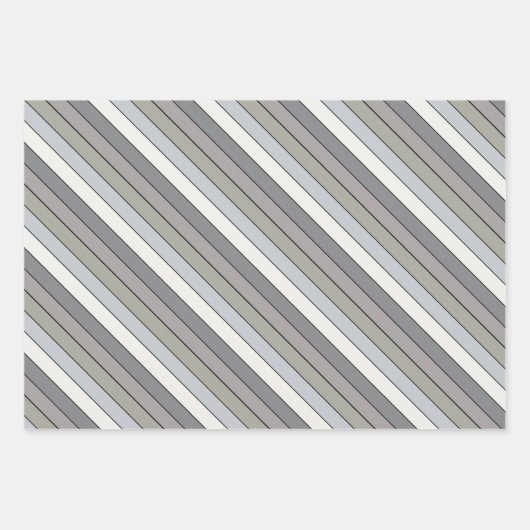 Grijze tinten met zwarte strepen op Waterverf papi Inpakpapier Vel (Voorkant 3)