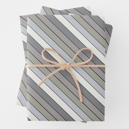 Grijze tinten met zwarte strepen op Waterverf papi Inpakpapier Vel (In situ)