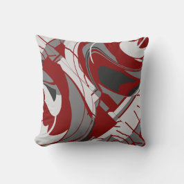 Grijze tinten op donkerrode stromende bloemen Abst Kussen