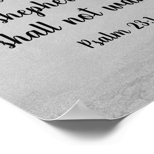 Grijze tinten Psalm 23:1 Bijbel citaat poster (Hoek)