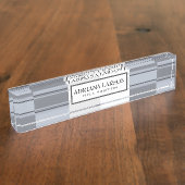 Grijze tinten rechthoeken patroon naambordje (Zijkant)