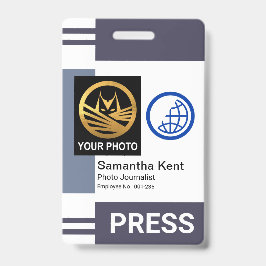 Grijze tinten streep kolom foto sjabloon pers ID Badge