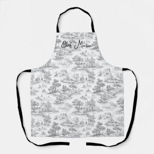 Grijze Toile de Jouy Koken & Bakken Gift Keuken Schort