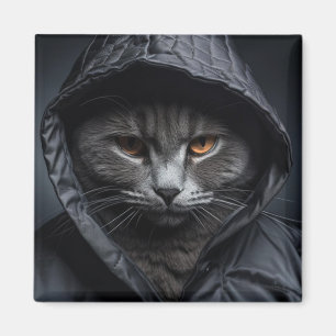 Grijze Tom Kat Dragen Hoodie Jacket Magnet