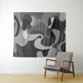 Grijze tonen abstracte wilde swirly organische vor wandkleed (In Situ (horizontaal))