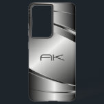 Grijze tonnen Roestvrij staal Metalli Kijk - Monog Samsung Galaxy Hoesje<br><div class="desc">Afbeelding van een grijze tinten van metallisch roestvrij staal,  met een metalen textuur. Aangepast en optioneel monogram. Het ontwerp is beschikbaar voor andere producten en kan worden aangevraagd voor elk product dat we aanbieden bij Zazzle.</div>