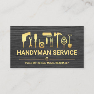 Grijze tools voor Timber Gold Handyman Visitekaartje