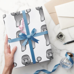 Grijze Toy Poodle Schattig Cartoon Hond Patroon Cadeaupapier