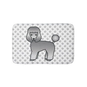Grijze Toy Poodle Schattige Cartoon Hond Badmat