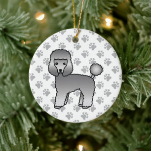 Grijze Toy Poodle Schattige Cartoon Hond Keramisch Ornament