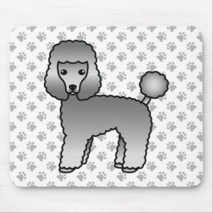 Grijze Toy Poodle Schattige Cartoon Hond Muismat