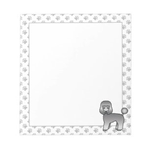 Grijze Toy Poodle Schattige Cartoon Hond Notitieblok