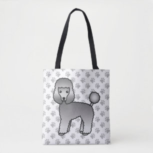 Grijze Toy Poodle Schattige Cartoon Hond Tote Bag