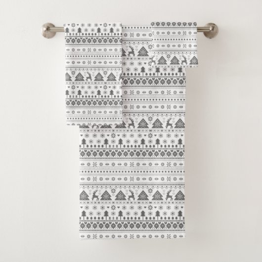 Grijze traditionele Scandinavische Kerstmis Bad Handdoek (Insitu)