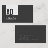 Grijze Trendy White Stripe Monogram Visitekaartje (Voorkant / Achterkant)